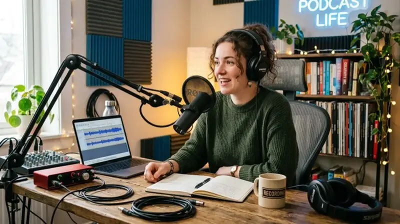 Person relaxing in a calm home studio environment — representing the focused, anxiety-free state cannabis can help achieve