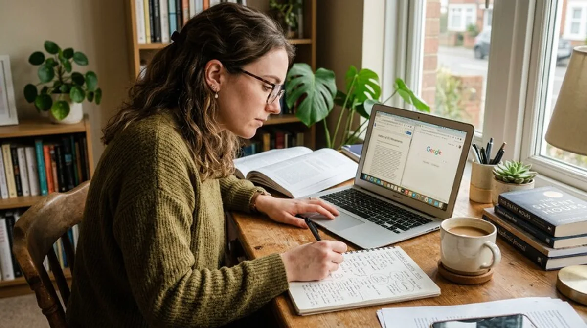 Woman researching cannabis dispensaries in Bend Oregon on laptop